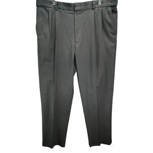 Lands End Pants Mens 38 Gray Wool Traditional Fit Pleated Comfort Waist Cuffed